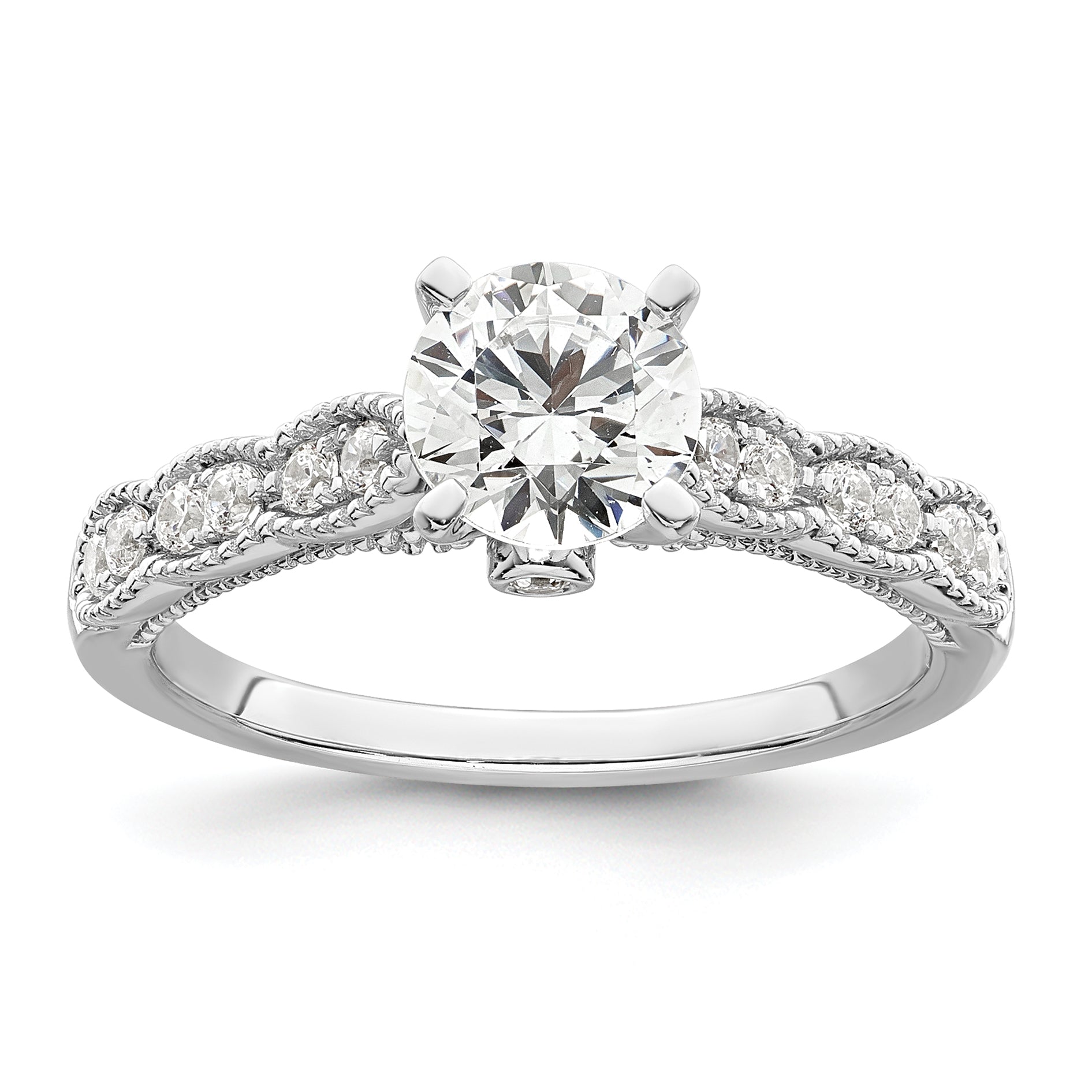 1.00ct. CZ Solid Real 14K White Gold Engagement Ring
