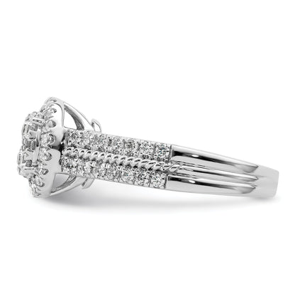 0.75ct. CZ Solid Real 14k White Complete Dia. Oval Halo Cluster Engagement Ring