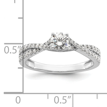 0.33ct. CZ Solid Real 14k White Gold Polish Complete Round Dia. Engagement Ring