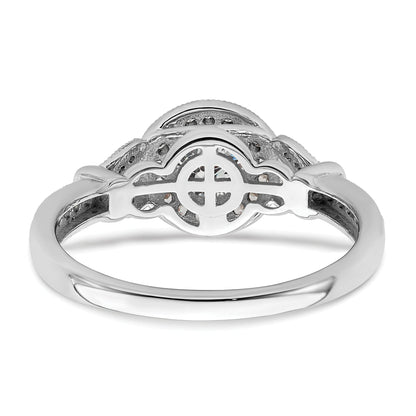 0.40ct. CZ Solid Real 14K White Gold Vintage Round Halo Dia. Complete Engagement Ring