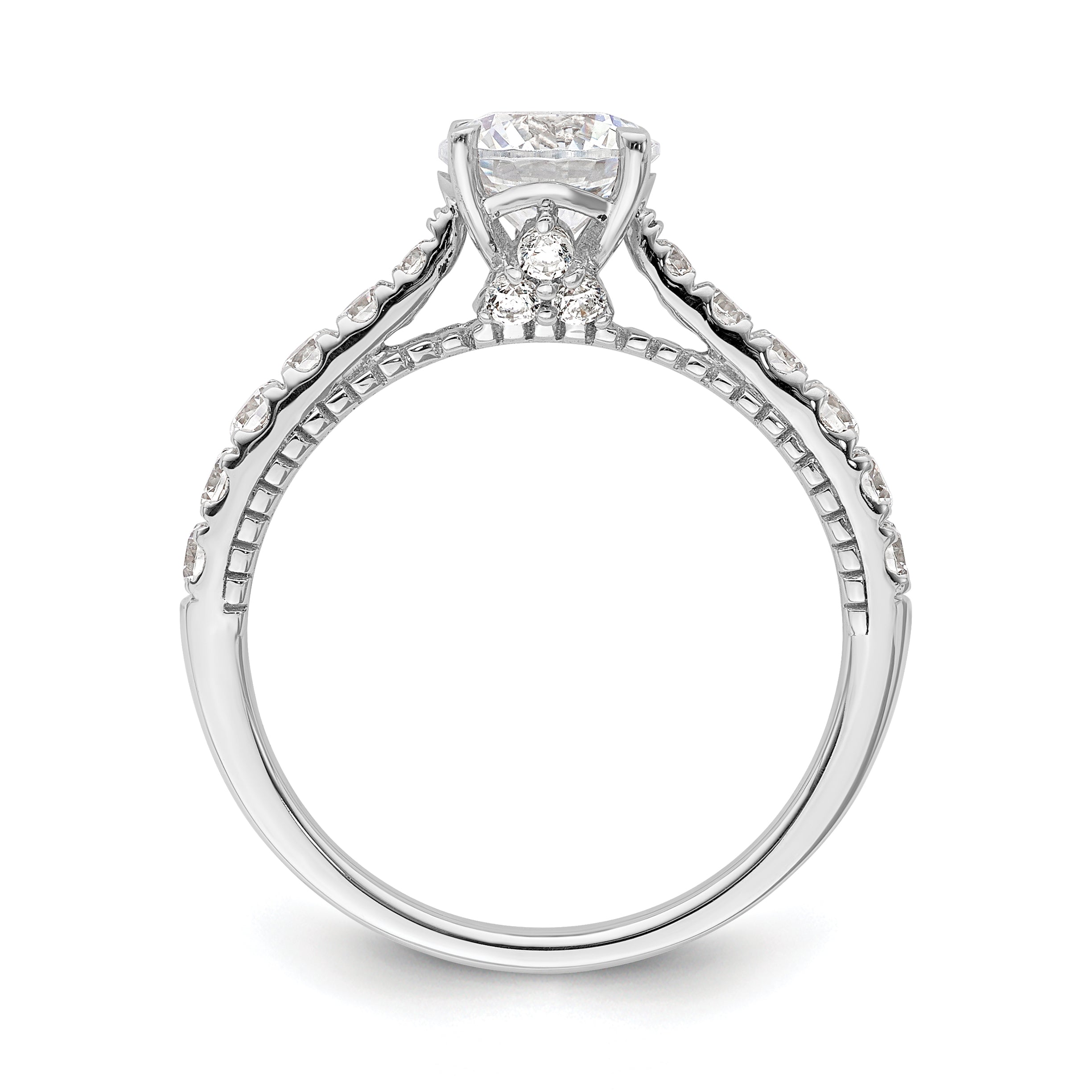 1.00ct. CZ Solid Real 14K White Gold Engagement Ring