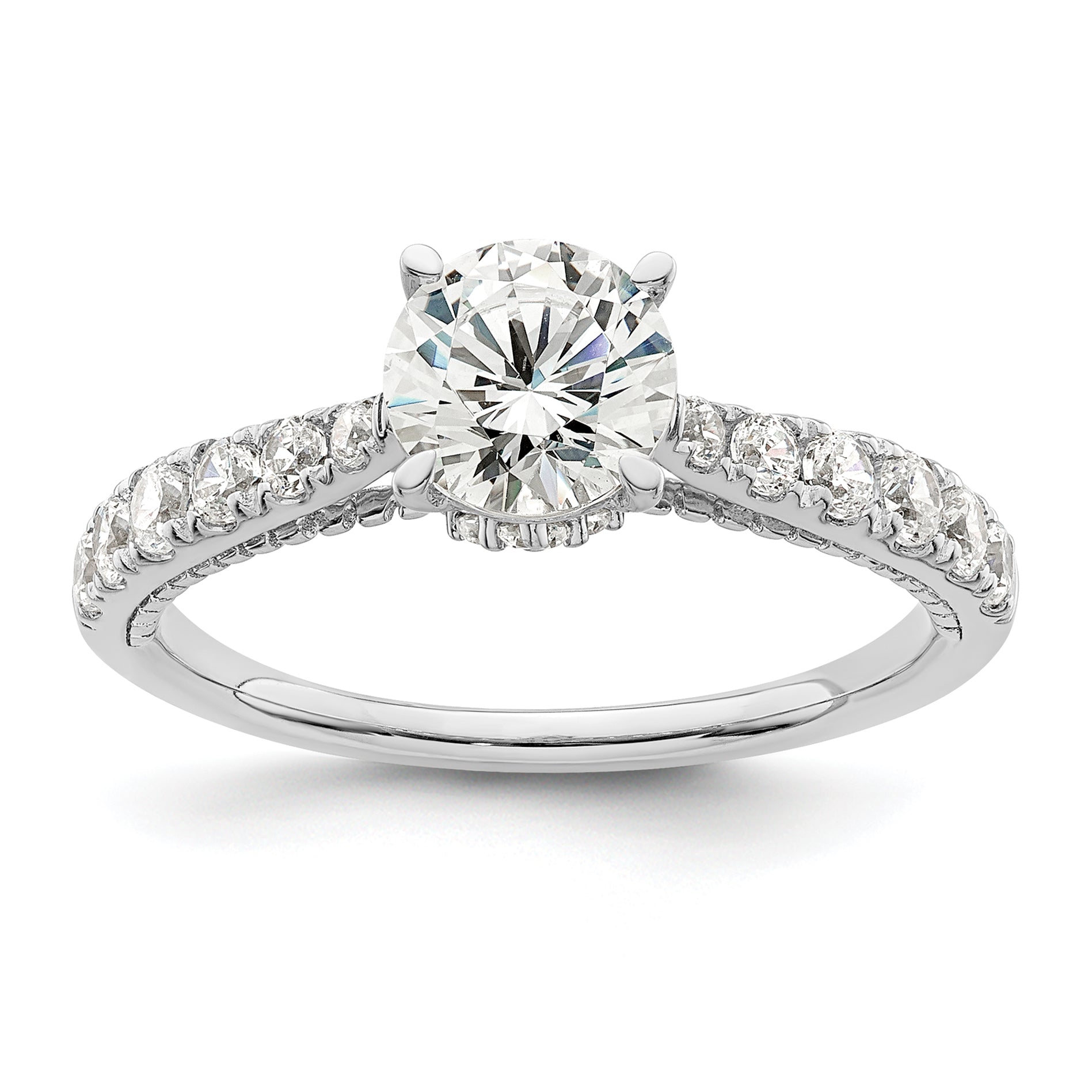 1.00ct. CZ Solid Real 14K White Gold Engagement Ring