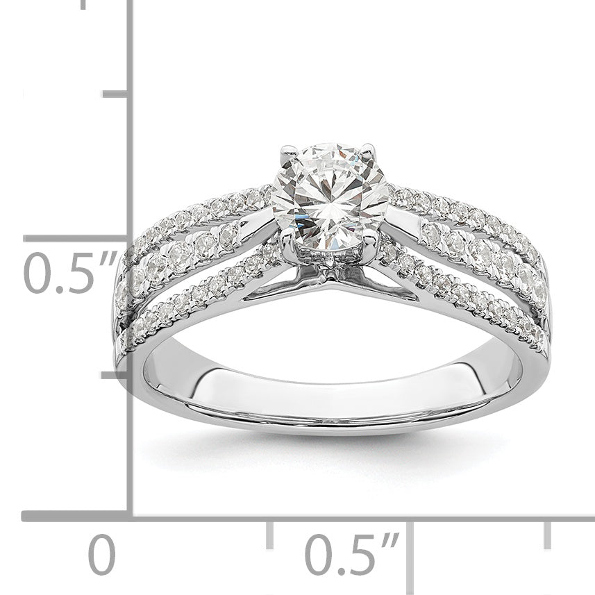 0.50ct. CZ Solid Real 14K White Gold Engagement Ring