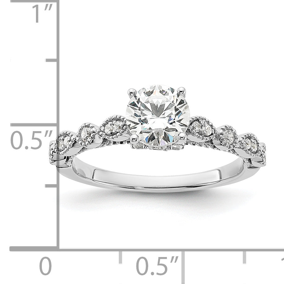 1.00ct. CZ Solid Real 14K White Gold Vintage Engagement Ring