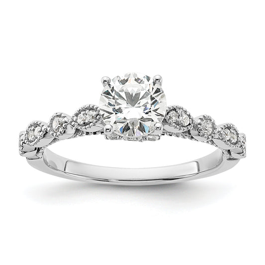 1.00ct. CZ Solid Real 14K White Gold Vintage Engagement Ring