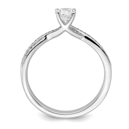 0.40ct. CZ Solid Real 14k White Gold Round Complete By-Pass Engagement Ring