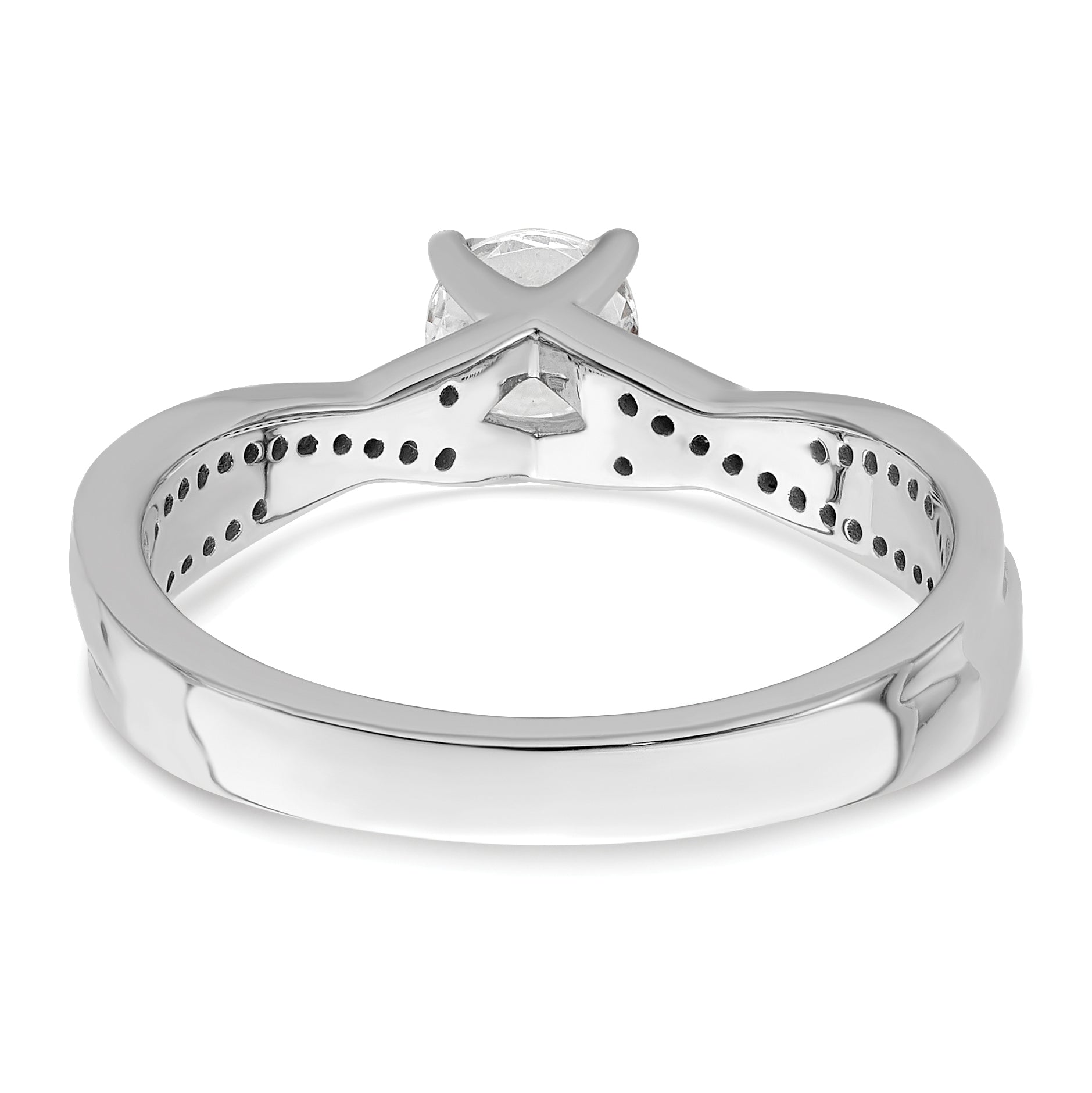 0.40ct. CZ Solid Real 14k White Gold Round Complete By-Pass Engagement Ring