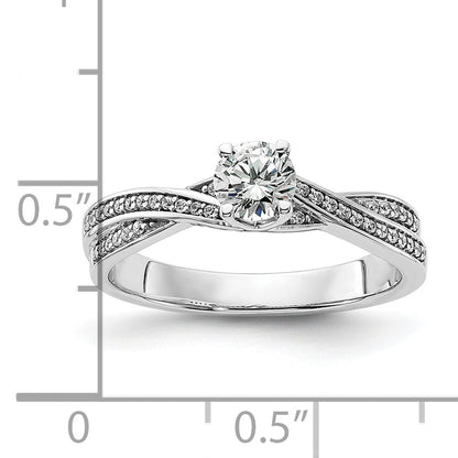 0.40ct. CZ Solid Real 14k White Gold Round Complete By-Pass Engagement Ring