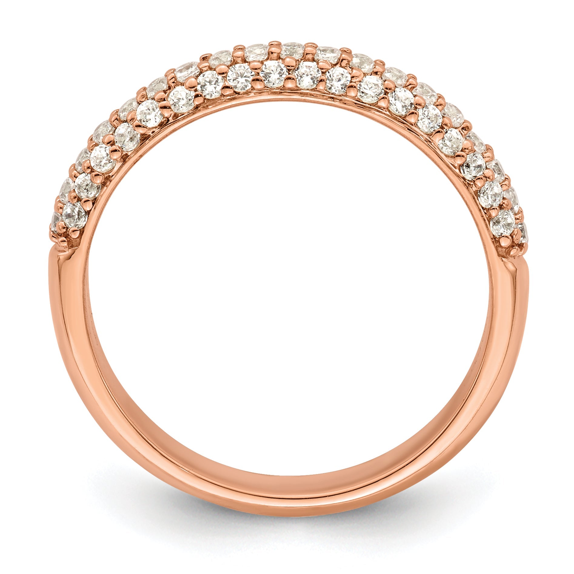 0.50ct. CZ Solid Real 14K Rose Gold Complete Cluster Wedding Wedding Band Ring