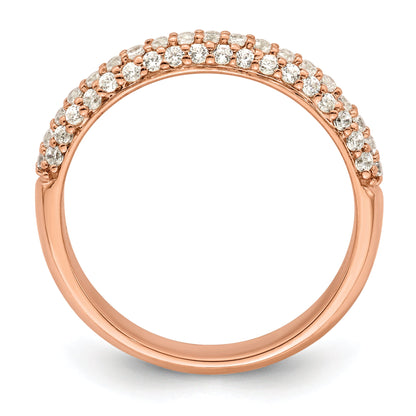 0.50ct. CZ Solid Real 14K Rose Gold Complete Cluster Wedding Wedding Band Ring