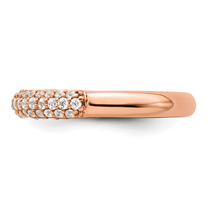 0.50ct. CZ Solid Real 14K Rose Gold Complete Cluster Wedding Wedding Band Ring