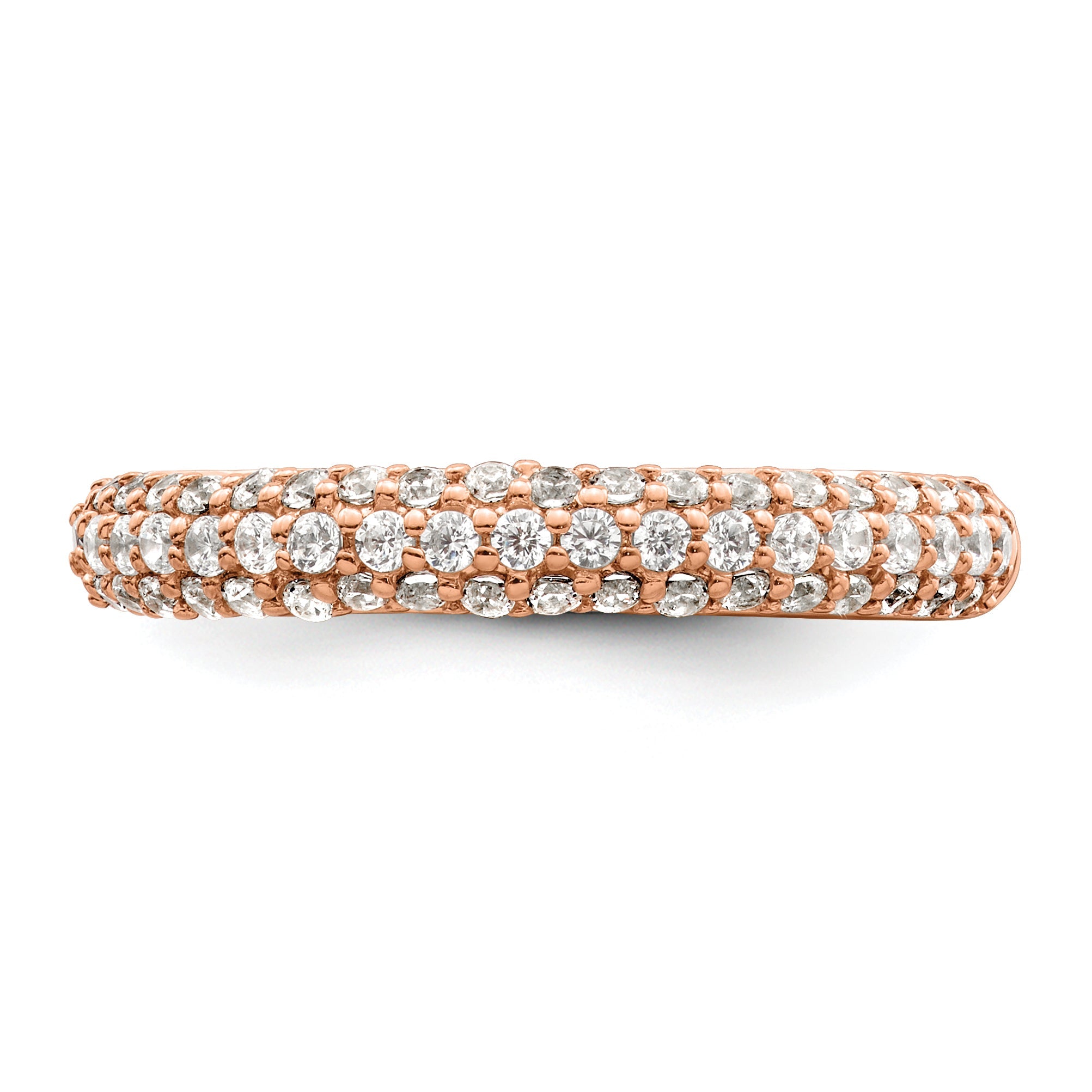 0.50ct. CZ Solid Real 14K Rose Gold Complete Cluster Wedding Wedding Band Ring