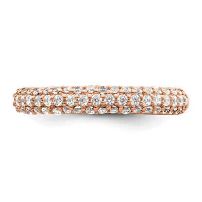 0.50ct. CZ Solid Real 14K Rose Gold Complete Cluster Wedding Wedding Band Ring