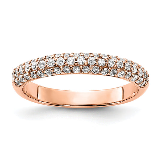 0.50ct. CZ Solid Real 14K Rose Gold Complete Cluster Wedding Wedding Band Ring
