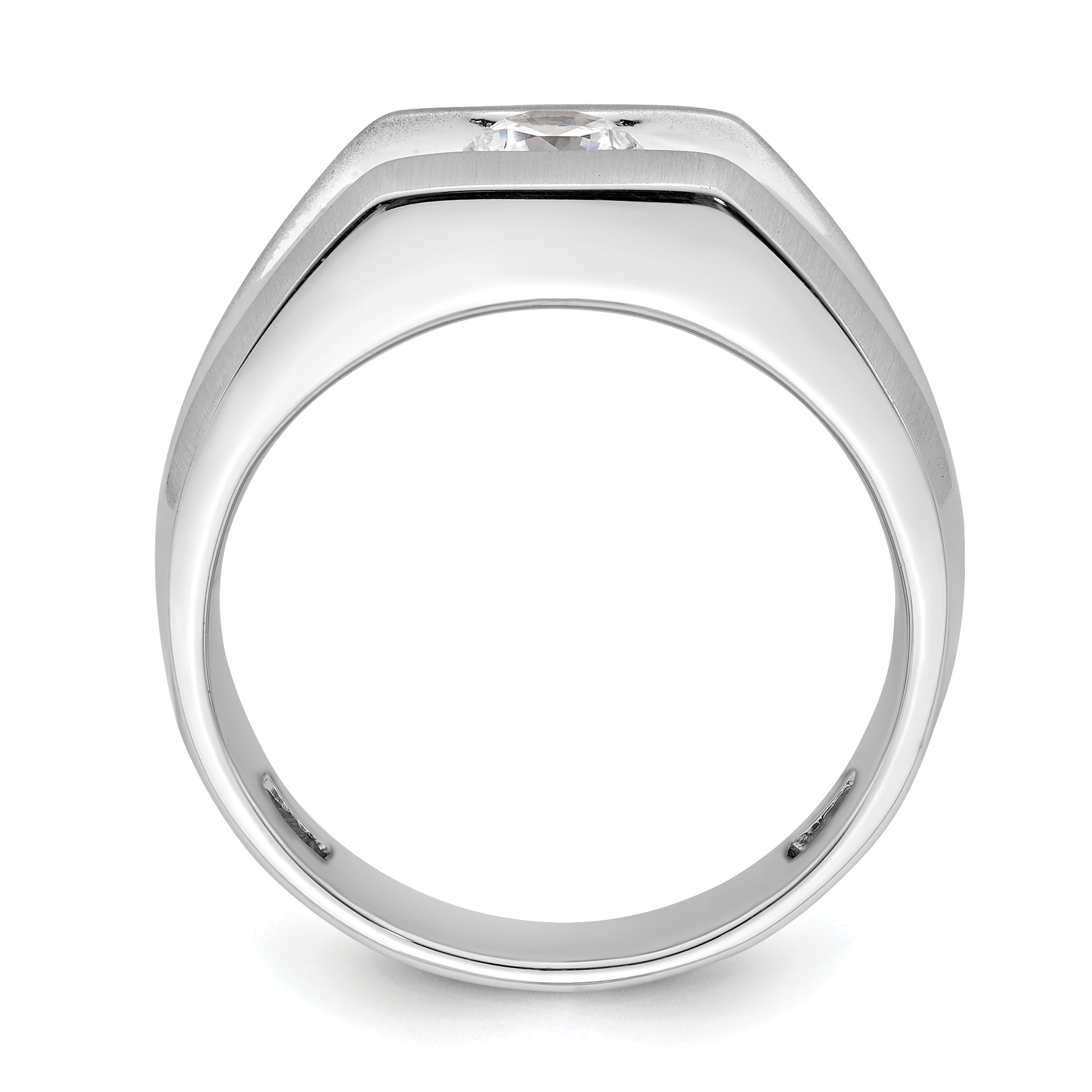 0.50ct. CZ Solid Real 14K White Gold 1-Stone Polished Men's Ring