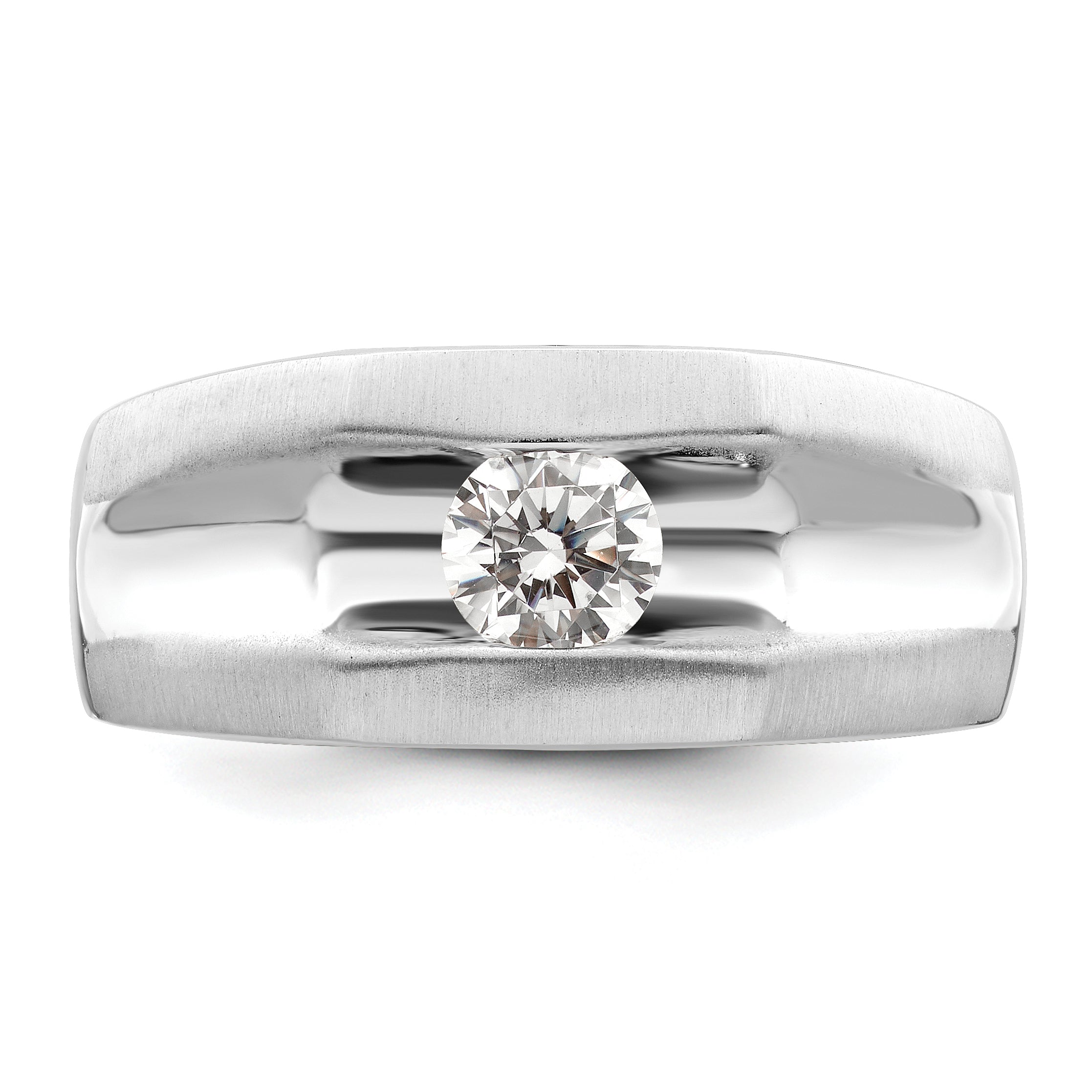 0.50ct. CZ Solid Real 14K White Gold 1-Stone Polished Men's Ring