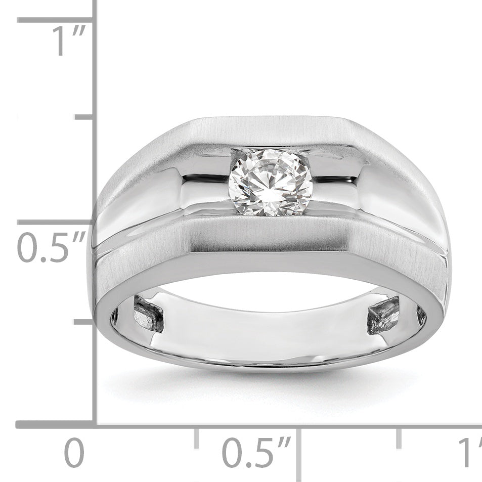 0.50ct. CZ Solid Real 14K White Gold 1-Stone Polished Men's Ring