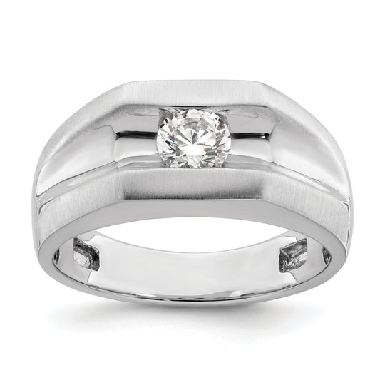 0.50ct. CZ Solid Real 14K White Gold 1-Stone Polished Men's Ring