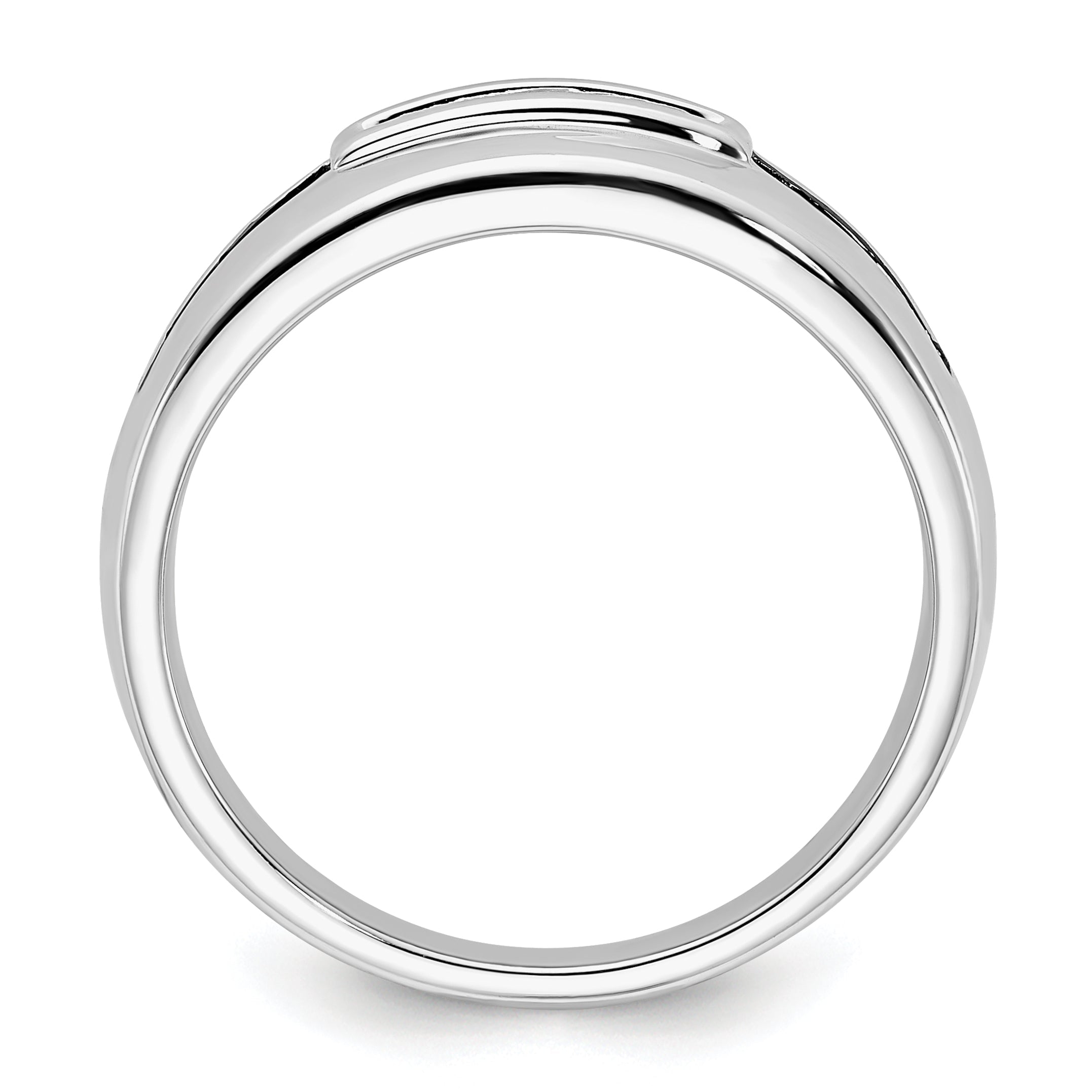 0.25ct. CZ Solid Real 14K White Gold Complete White and Black Men's Ring