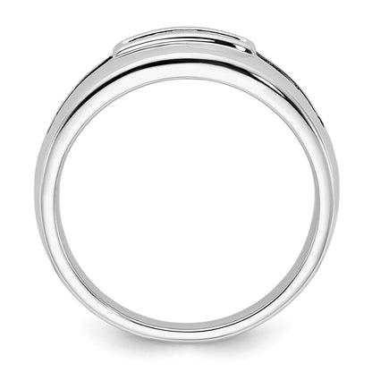 0.25ct. CZ Solid Real 14K White Gold Complete White and Black Men's Ring