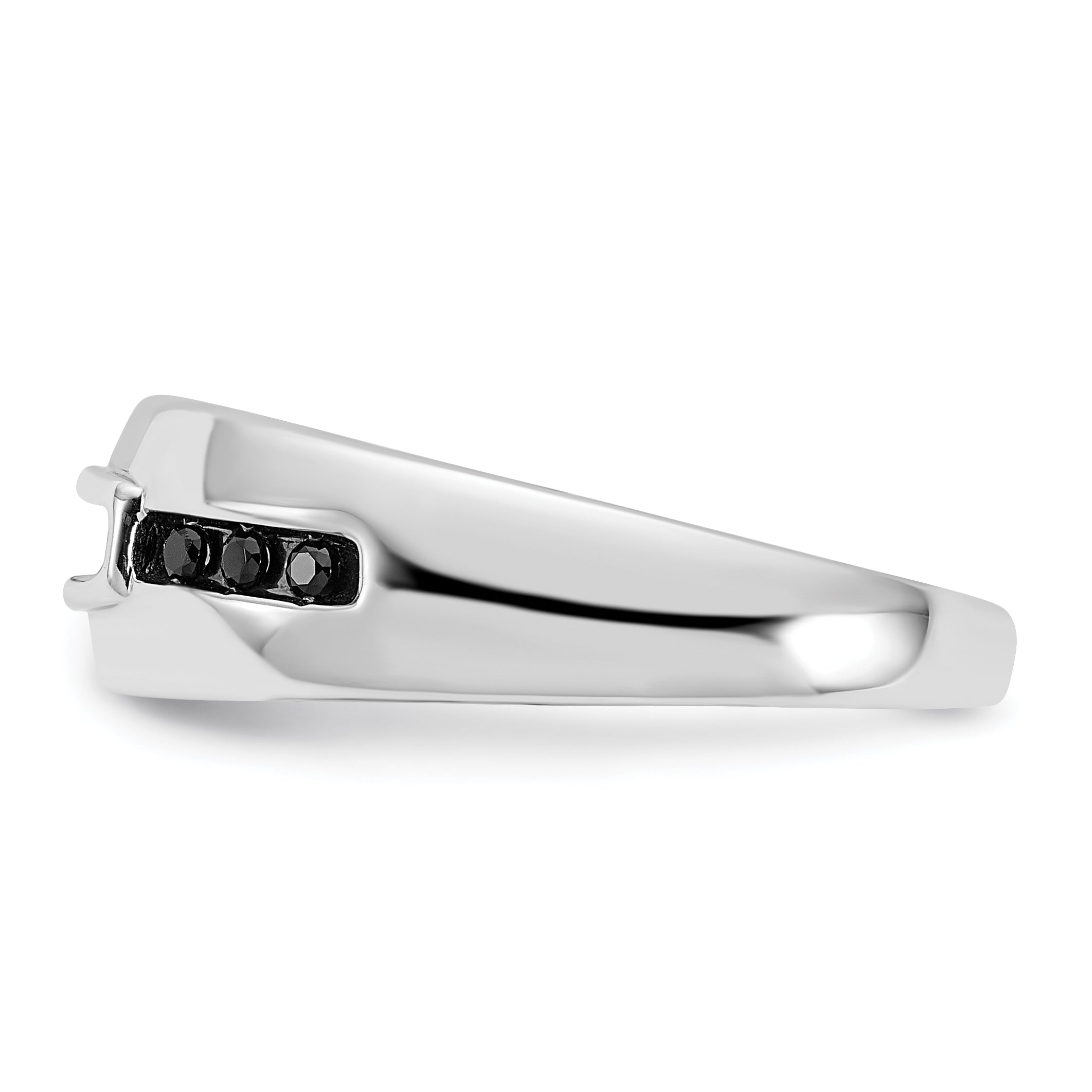 0.25ct. CZ Solid Real 14K White Gold Complete White and Black Men's Ring
