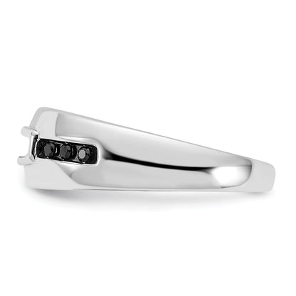 0.25ct. CZ Solid Real 14K White Gold Complete White and Black Men's Ring