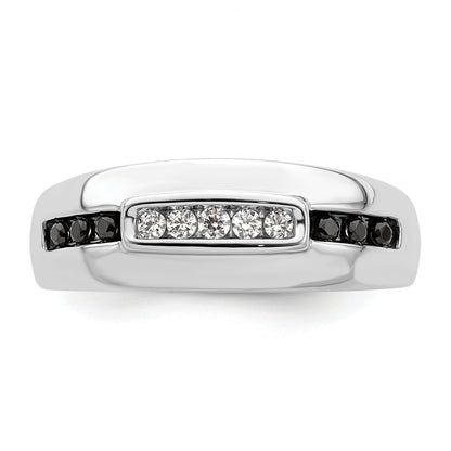 0.25ct. CZ Solid Real 14K White Gold Complete White and Black Men's Ring