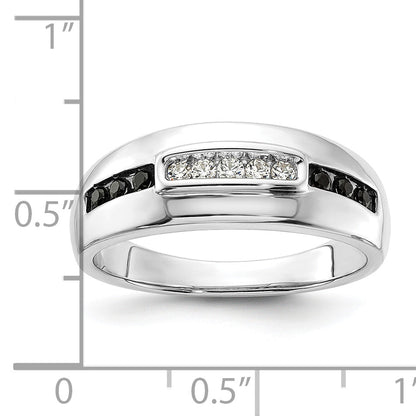 0.25ct. CZ Solid Real 14K White Gold Complete White and Black Men's Ring