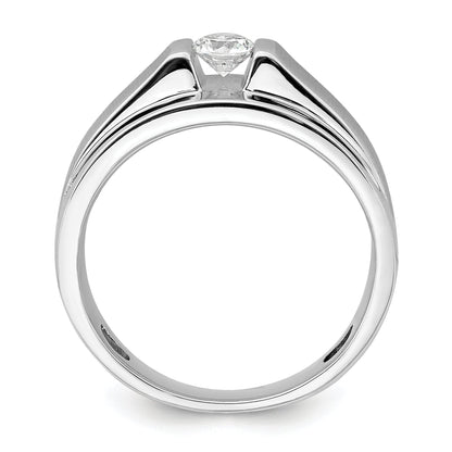 0.33ct. CZ Solid Real 14K White Gold Complete Men's Ring