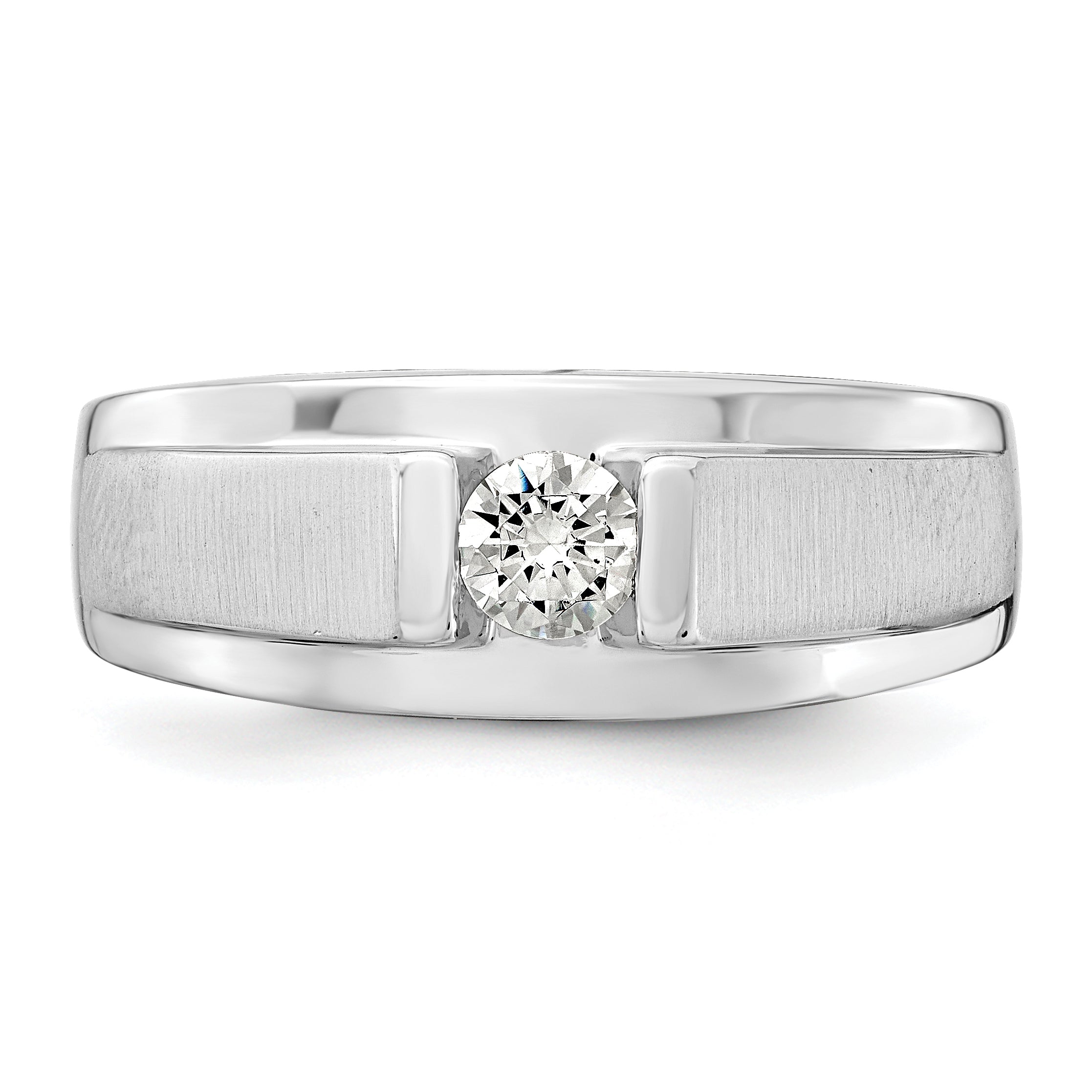 0.33ct. CZ Solid Real 14K White Gold Complete Men's Ring