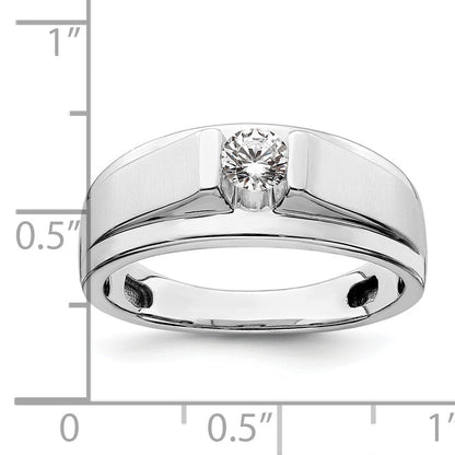 0.33ct. CZ Solid Real 14K White Gold Complete Men's Ring