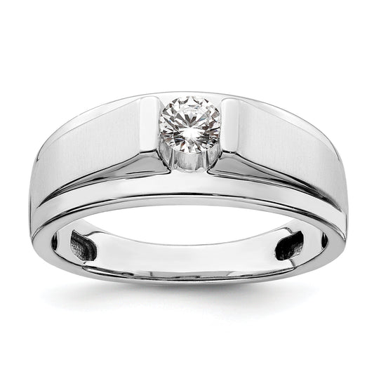 0.33ct. CZ Solid Real 14K White Gold Complete Men's Ring