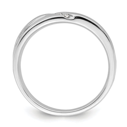0.06ct. CZ Solid Real 14K White Gold Satin u0026 Polished Men's Wedding Band Ring