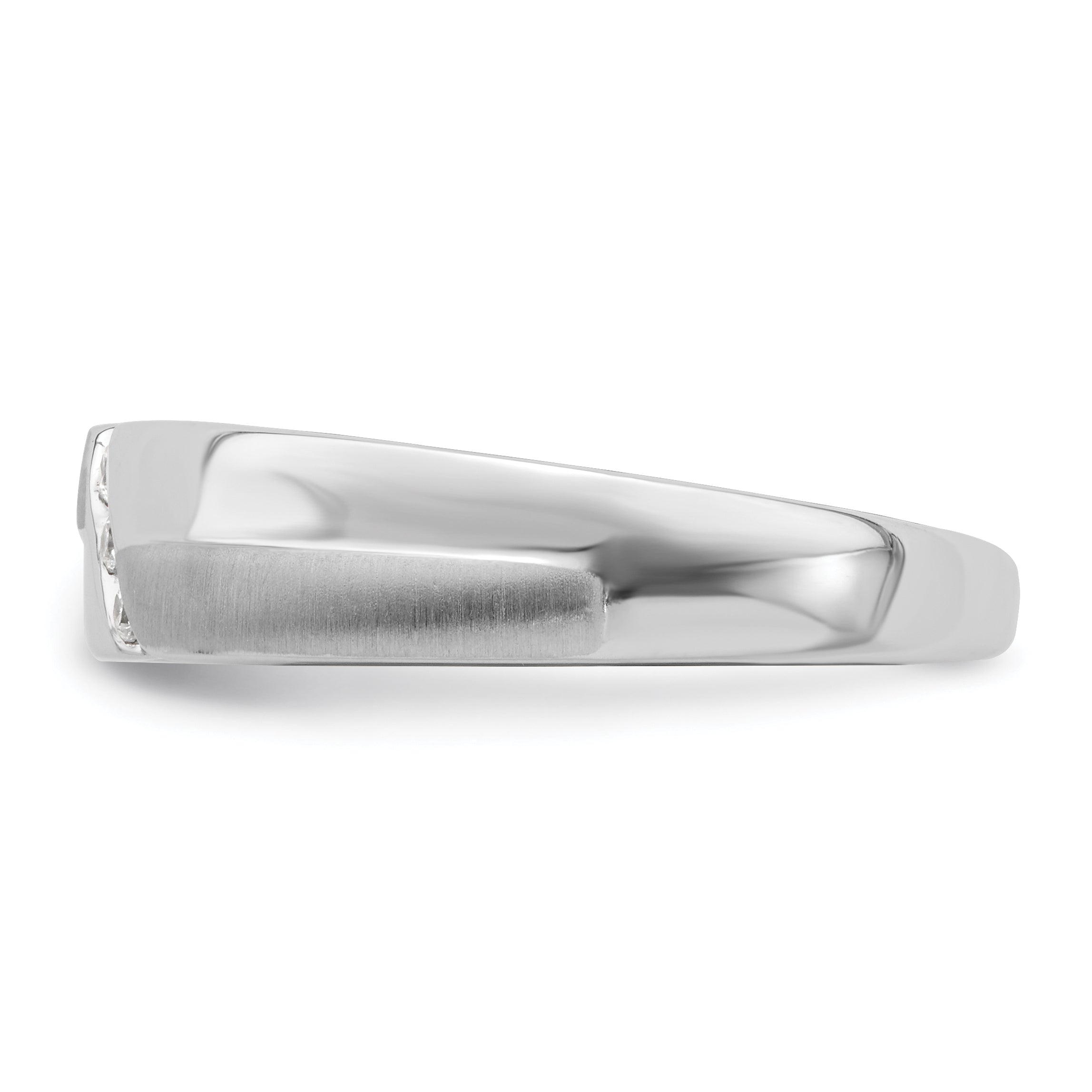 0.06ct. CZ Solid Real 14K White Gold Satin u0026 Polished Men's Wedding Band Ring