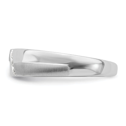 0.06ct. CZ Solid Real 14K White Gold Satin u0026 Polished Men's Wedding Band Ring