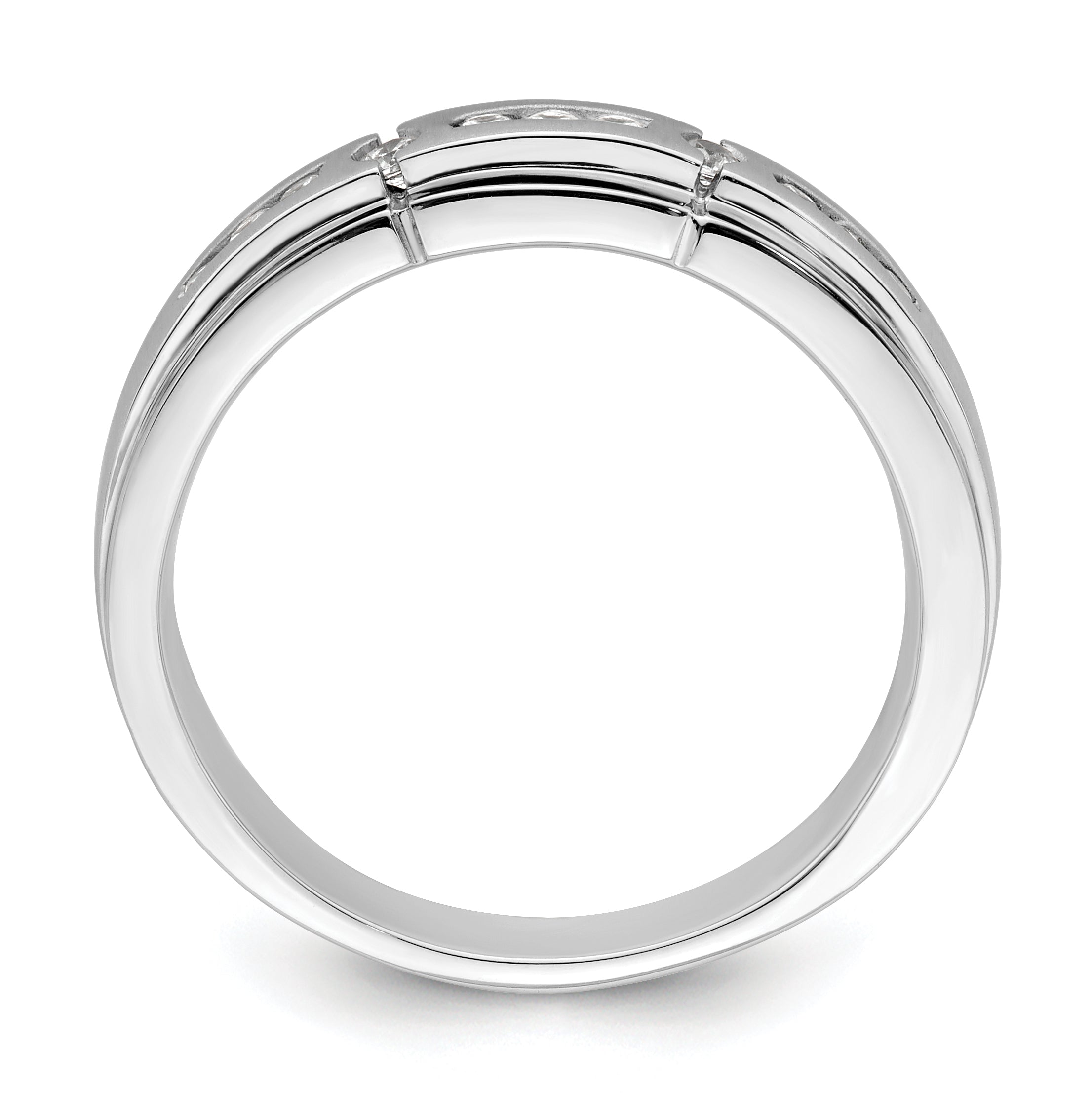 0.25ct. CZ Solid Real 14K White Gold Satin u0026 Polished Complete Men's Ring