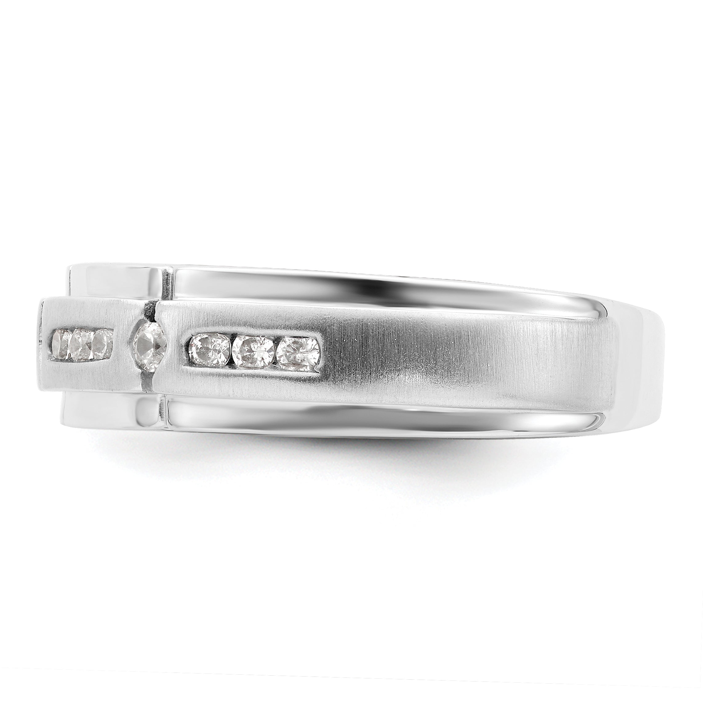 0.25ct. CZ Solid Real 14K White Gold Satin u0026 Polished Complete Men's Ring