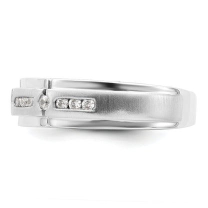 0.25ct. CZ Solid Real 14K White Gold Satin u0026 Polished Complete Men's Ring