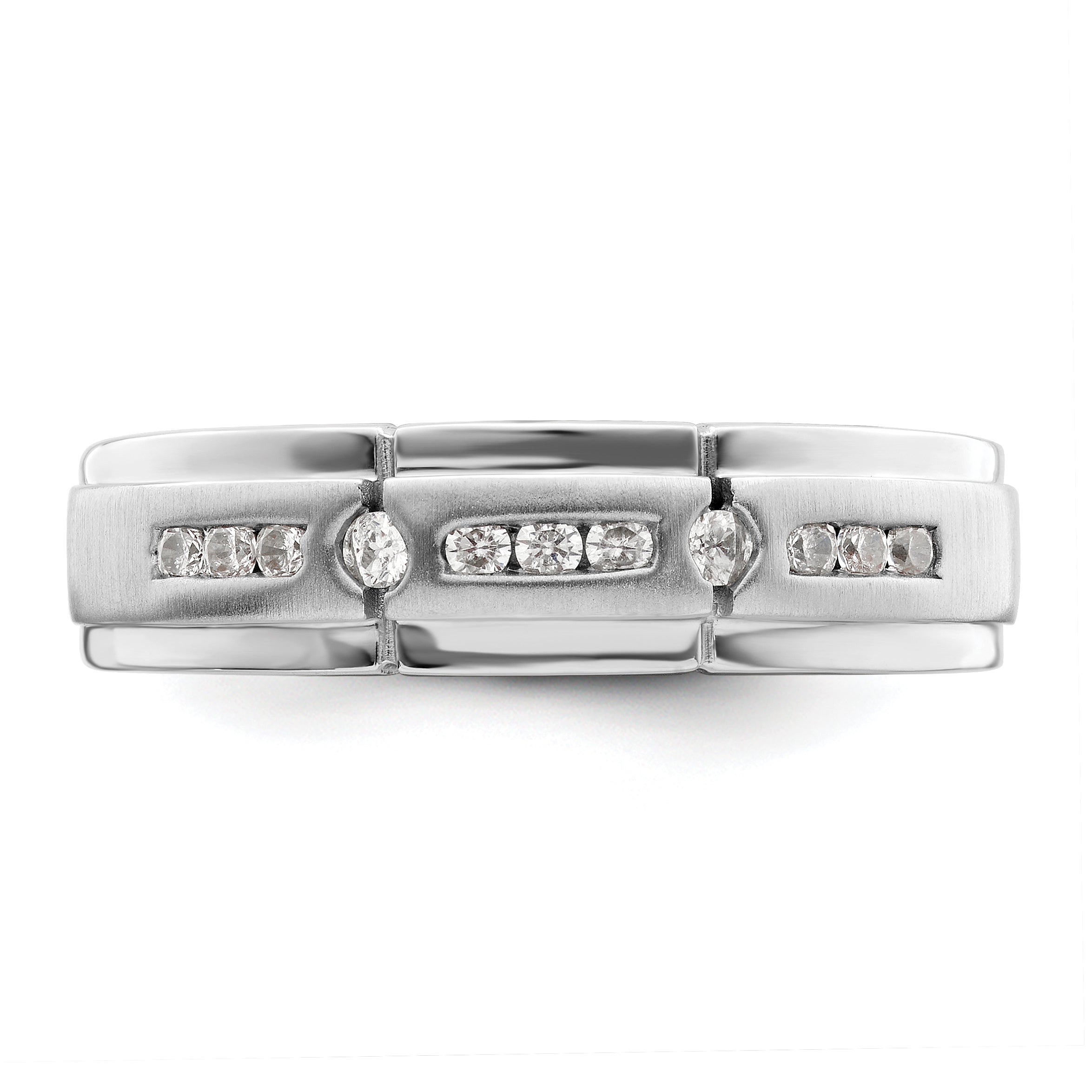0.25ct. CZ Solid Real 14K White Gold Satin u0026 Polished Complete Men's Ring