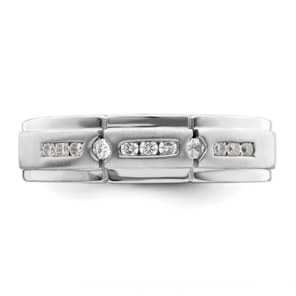 0.25ct. CZ Solid Real 14K White Gold Satin u0026 Polished Complete Men's Ring