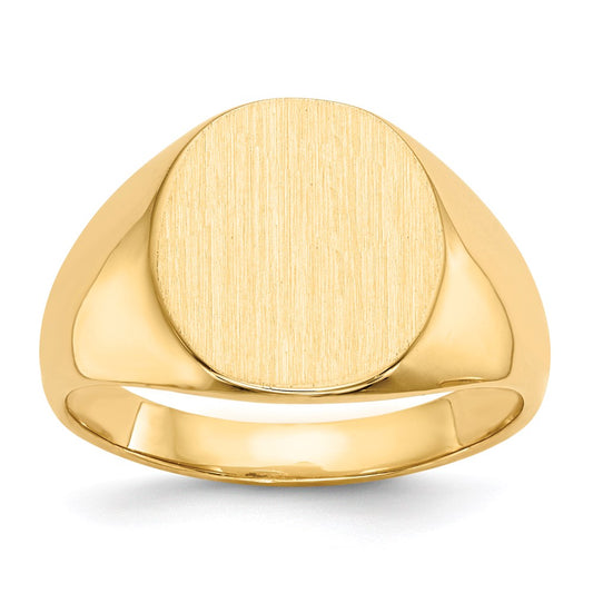 18k yellow gold 15 5x13 5mm closed back mens signet ring 8rs123