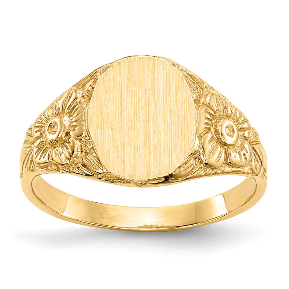 14k yellow gold 10 0x8 0mm closed back signet ring rs169