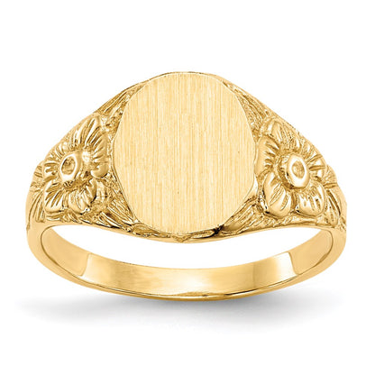 14k yellow gold 10 0x8 0mm closed back signet ring rs169