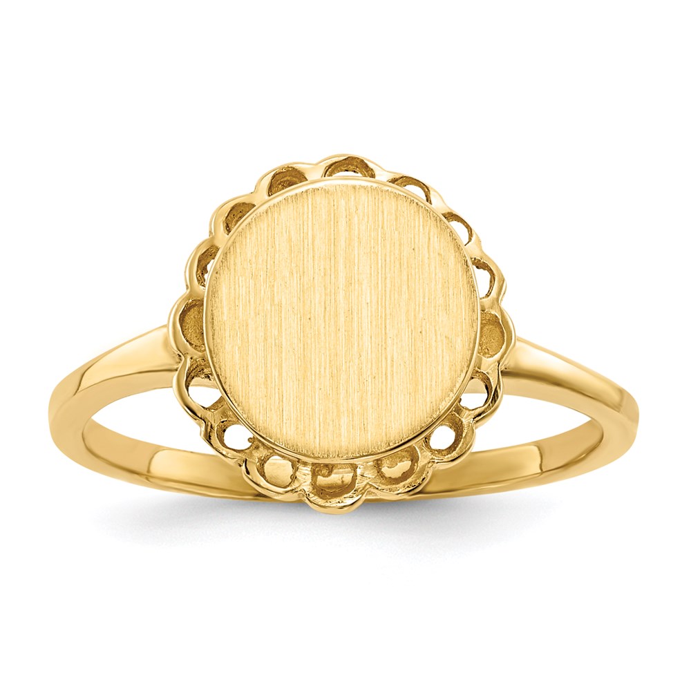 14k yellow gold 9 0x8 5mm open back signet ring rs191