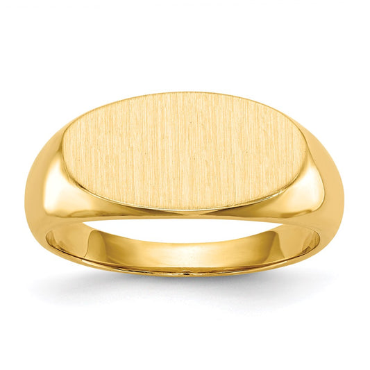 14k yellow gold 9 5x17 5mm closed back mens signet ring rs260