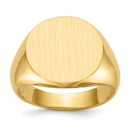 14k yellow gold 15 0x15 5mm open back signet ring rs287