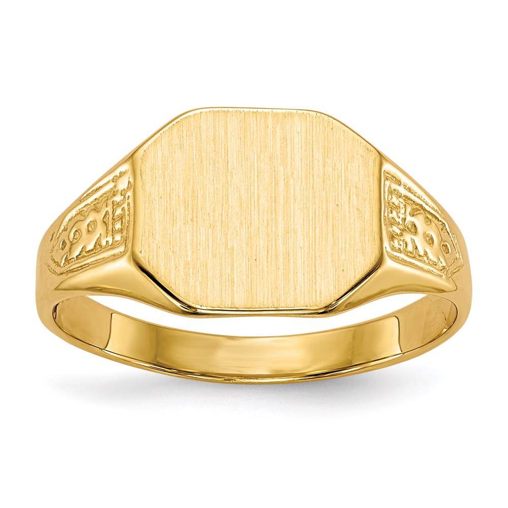 14k yellow gold 9 0x11 0mm closed back signet ring rs343