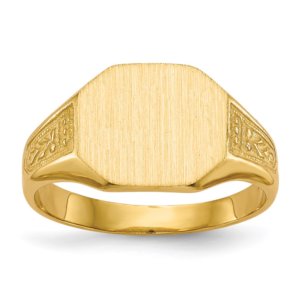 14k yellow gold 9 0x11 0mm closed back signet ring rs344