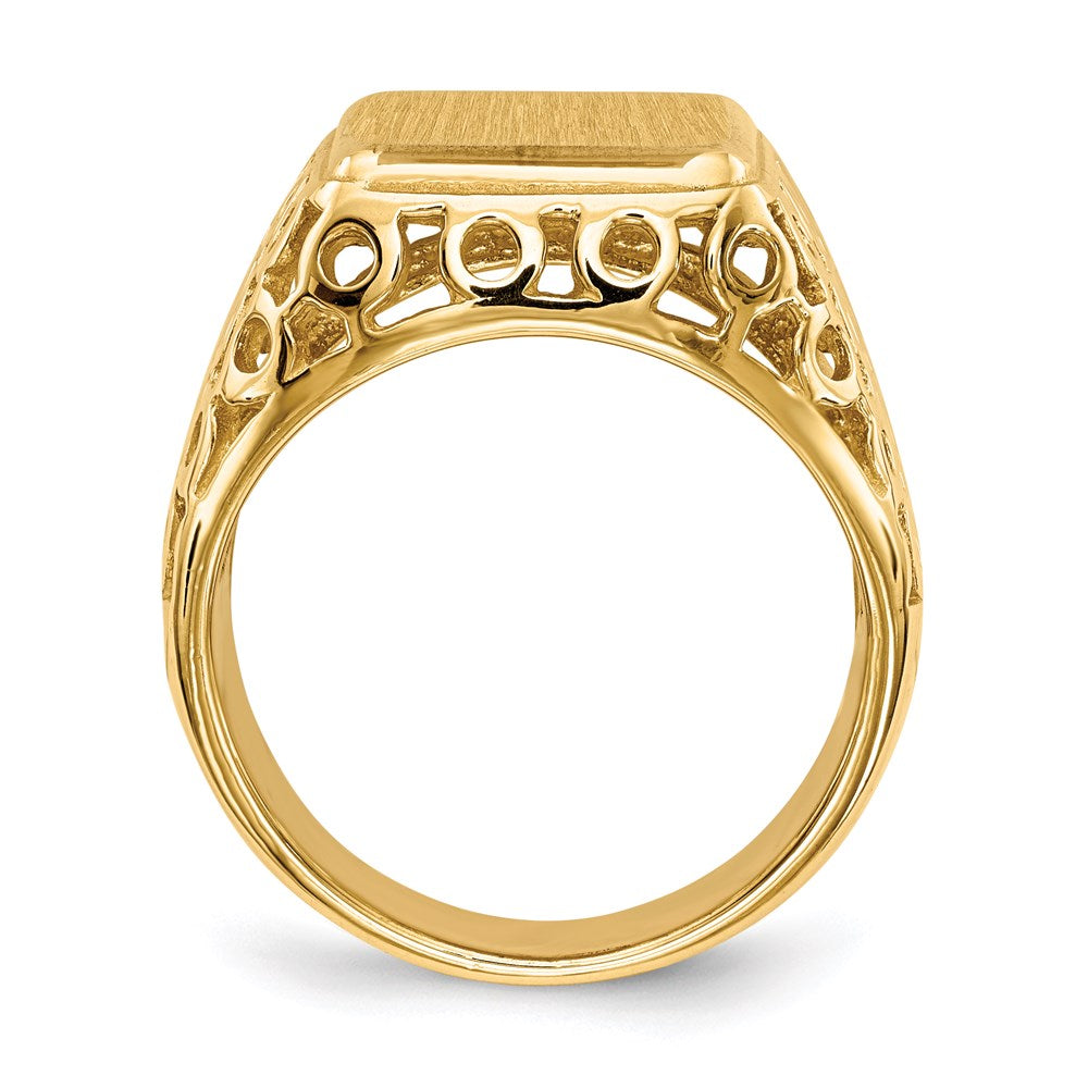 14k yellow gold 14 5 x 12 5mm open back mens signet ring rs377