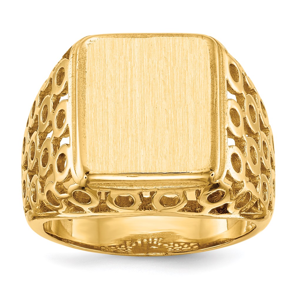 14k yellow gold 14 5 x 12 5mm open back mens signet ring rs377
